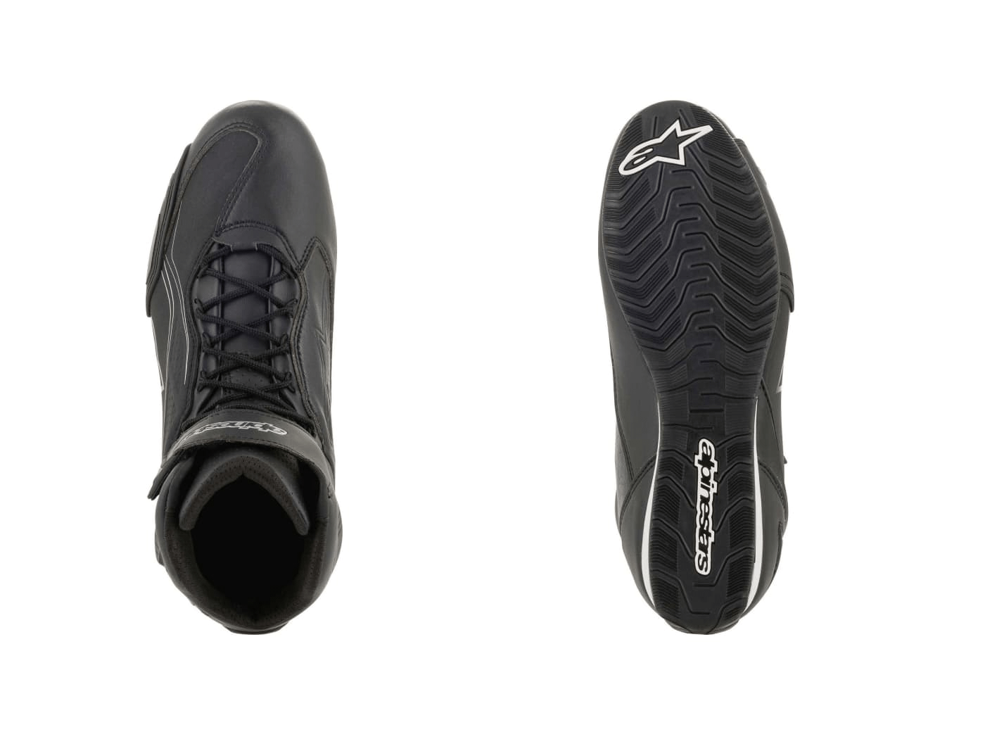 Top down and sole of the Alpinestars Faster 3 in Black/Black